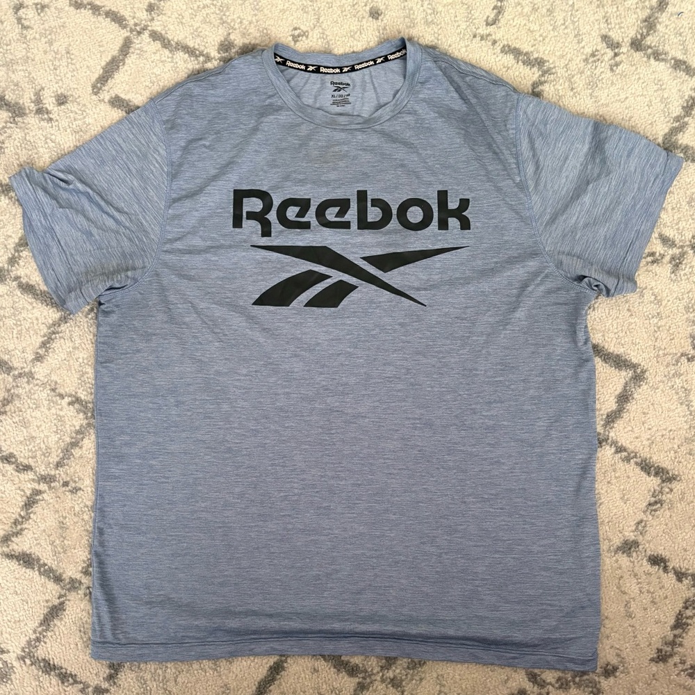 Reebok Mens XL Blue Short Sleeve Athletic T-Shirt Logo Performance Tee